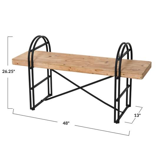 Hello Honey® 48" Light Brown Driftwood & Black Iron Bench